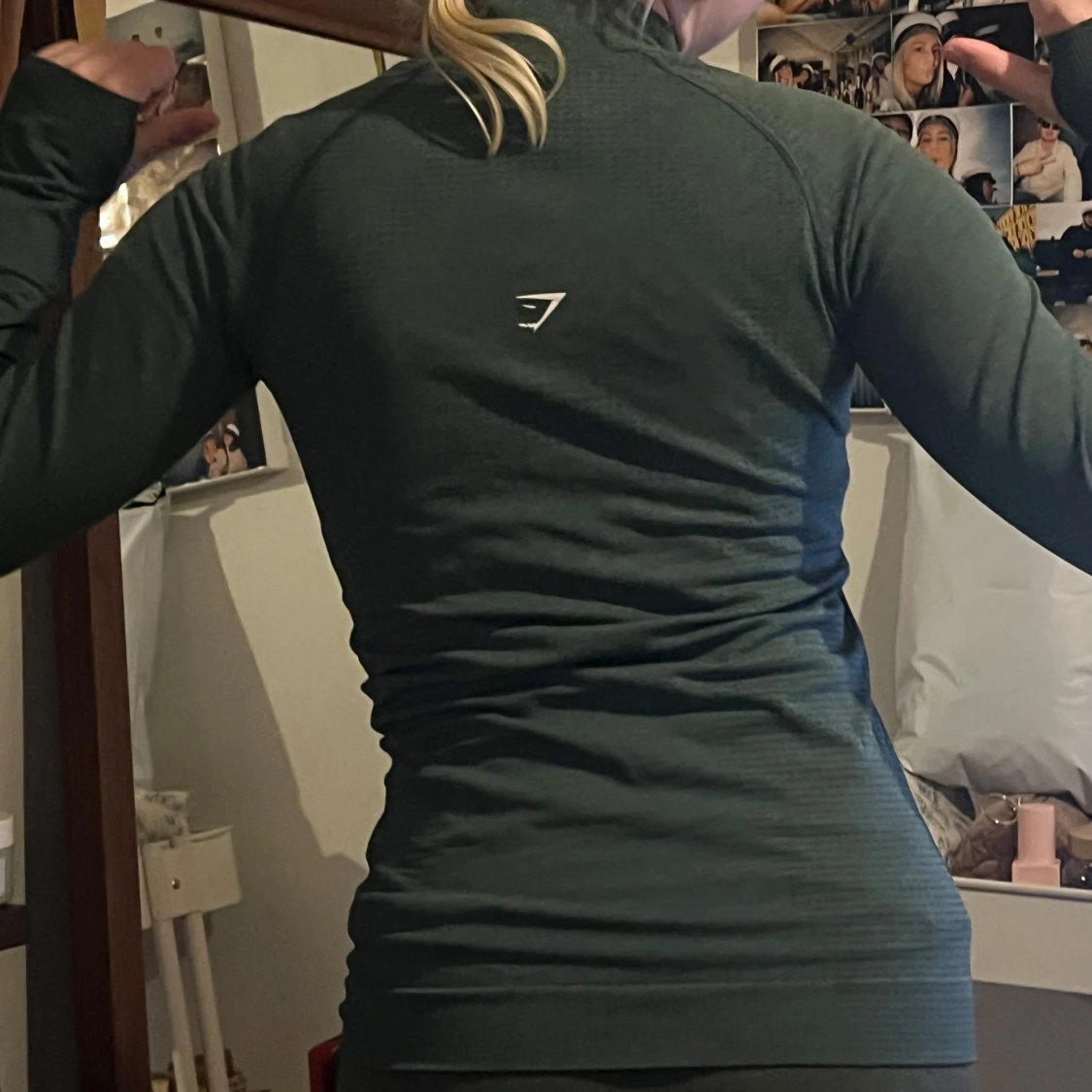 Mörkgrön träningströja med half zip Gymshark - 1