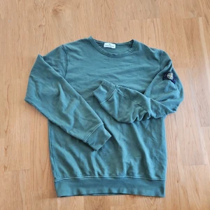 Grön sweatshirt från Stone Island - Snygg grön sweatshirt från Stone Island Junior med klassisk rund hals och ribbade muddar. Tröjan har lång ärm och den ikoniska Stone Island-patchen på vänster arm. Perfekt för dig som gillar streetwear och vill ha en clean look.