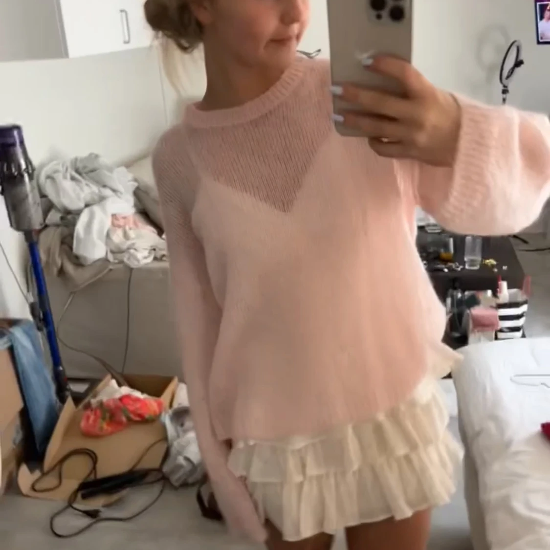 Ljusrosa tröja i ull och mohair - 3