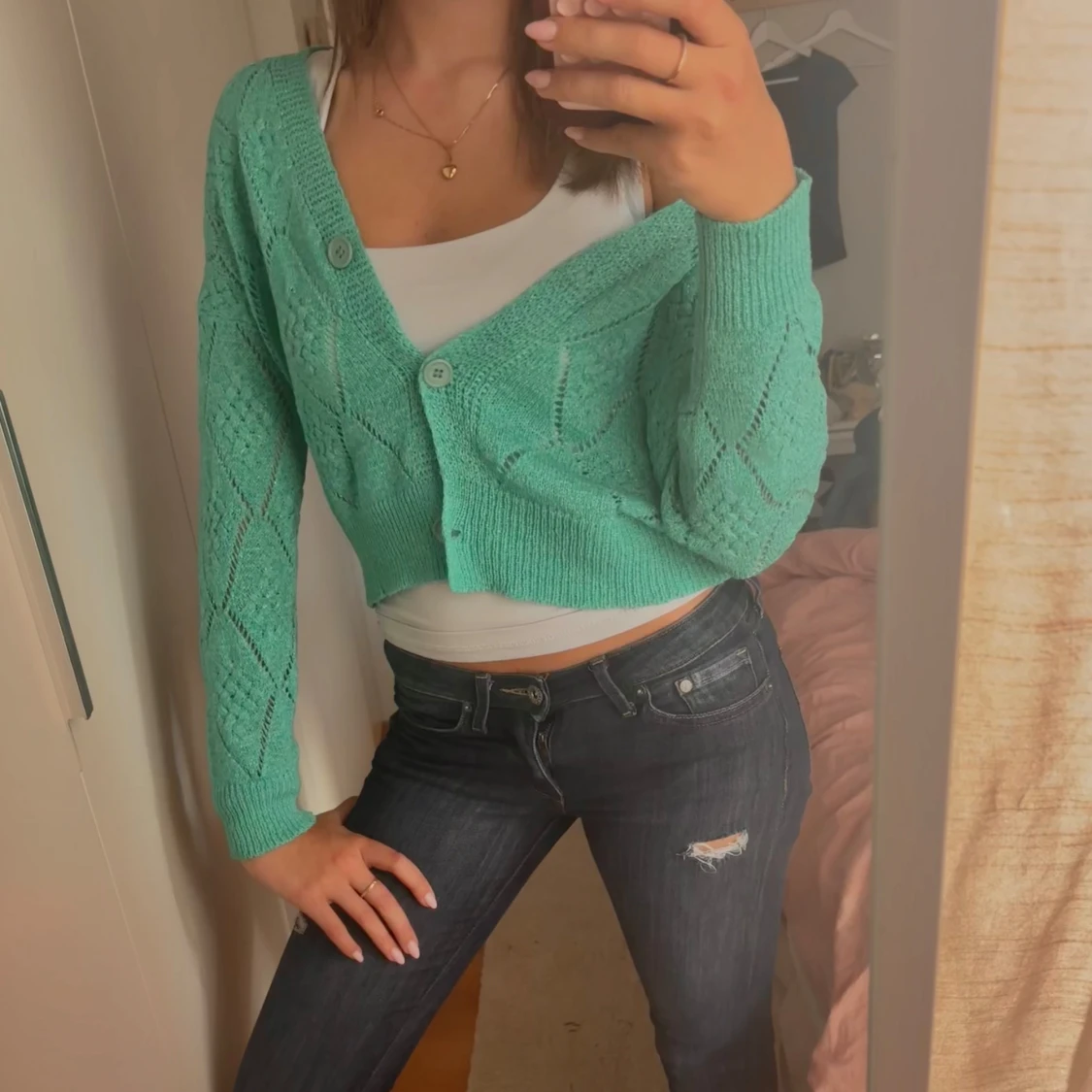 Turkos stickad kofta från Molly Bracken - 1