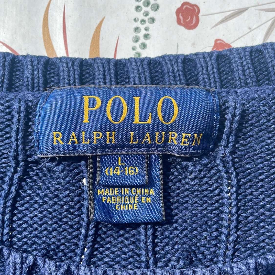 Blå kabelstickad tröja från Polo Ralph Lauren - 1