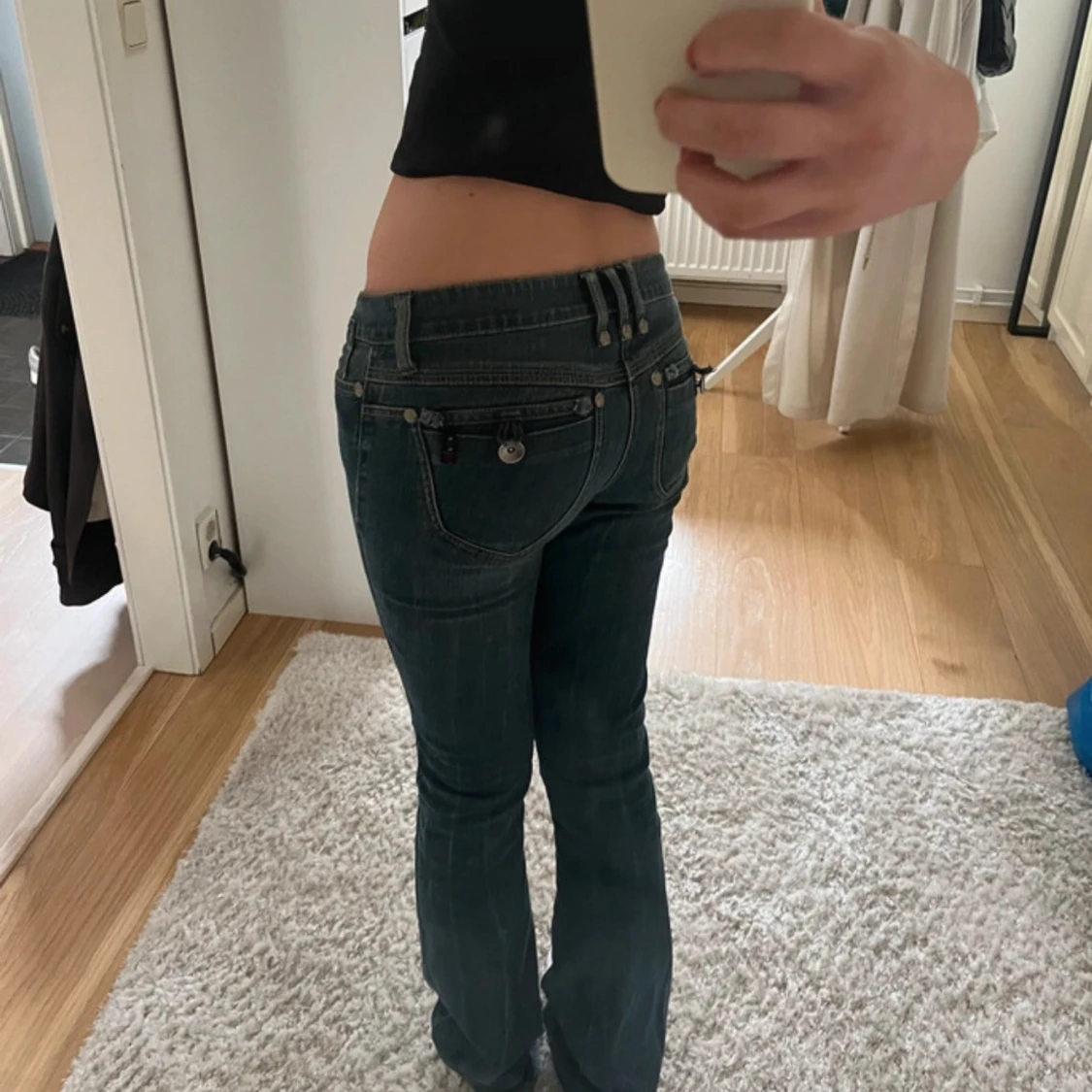 Blå lågmidjade bootcut jeans - 1
