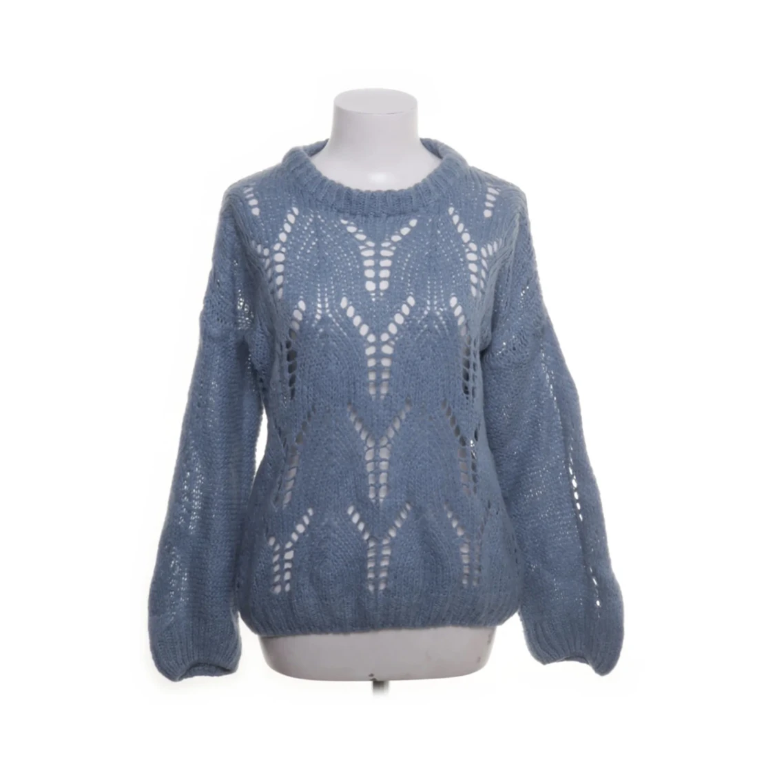 Blå stickad tröja mohair