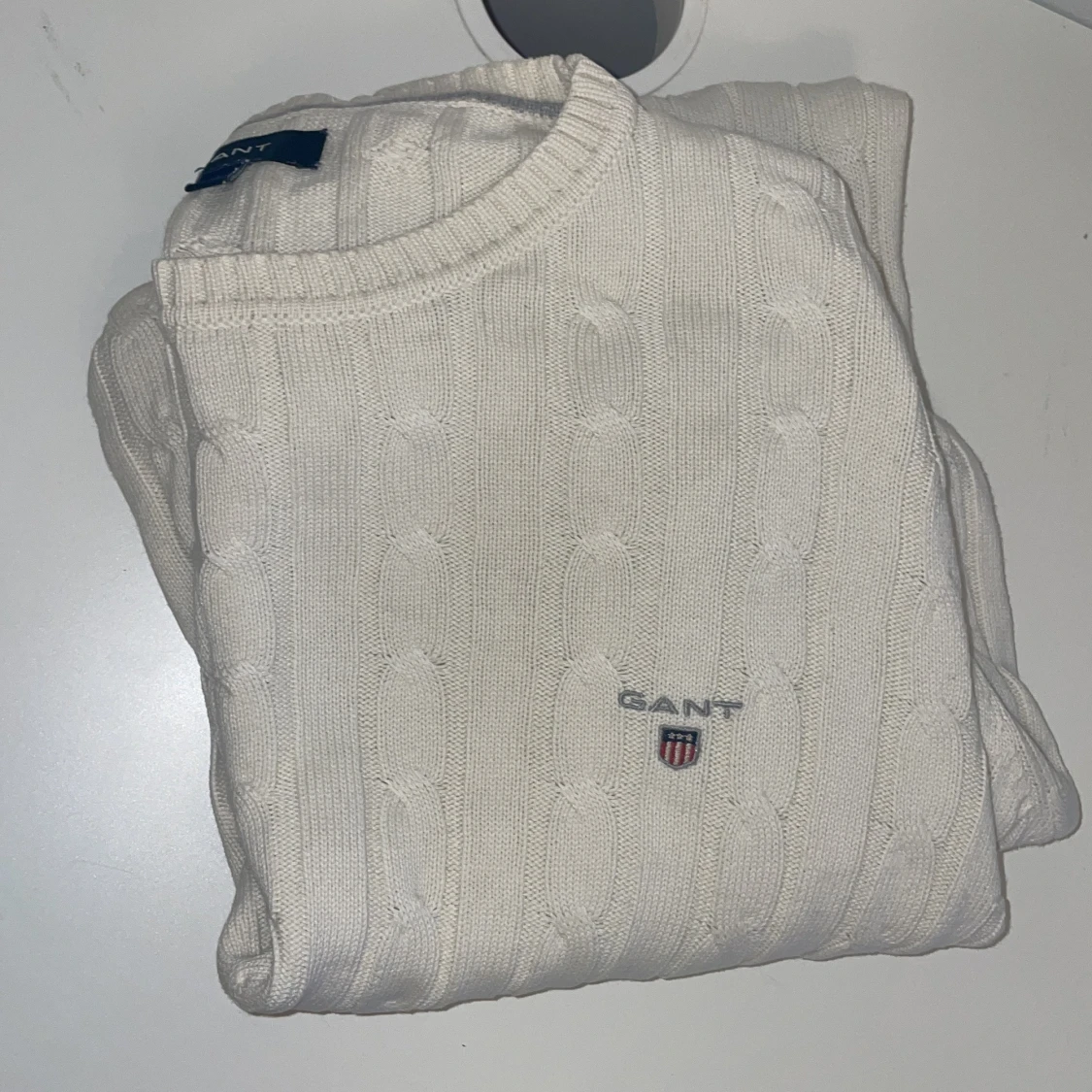 Vit kabelstickad tröja från GANT - 4