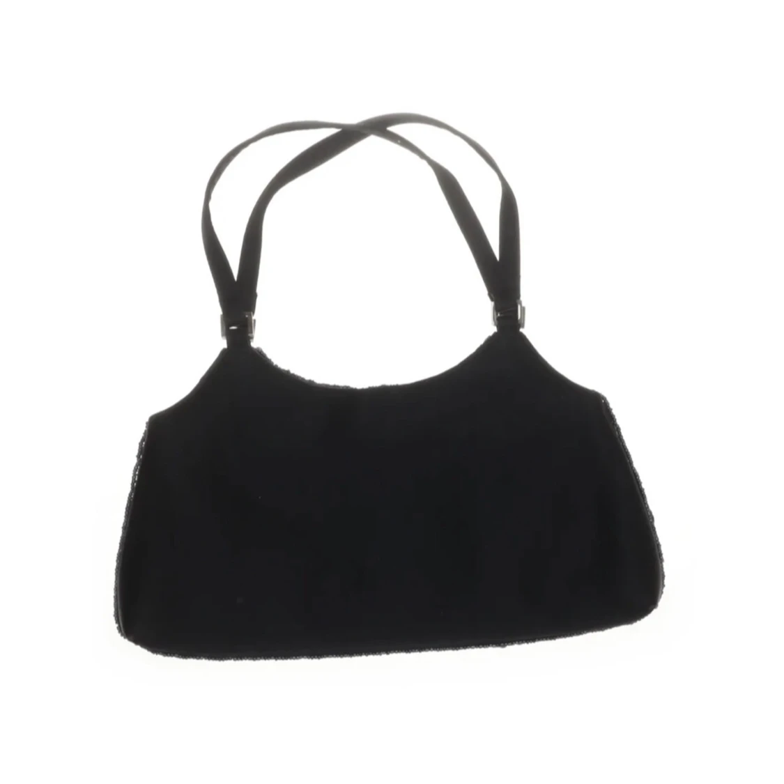 Svart axelväska med paljetter och blommönster - 1