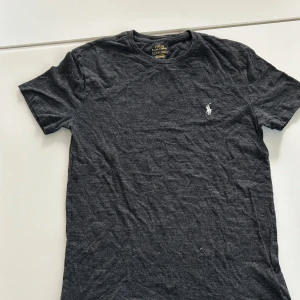 Mörkgrå t-shirt från Polo Ralph Lauren - Snygg mörkgrå t-shirt från Polo Ralph Lauren med klassisk vit broderad logga på bröstet. T-shirten har rund halsringning och korta ärmar. Perfekt basic-plagg med stilren design och skön passform.
