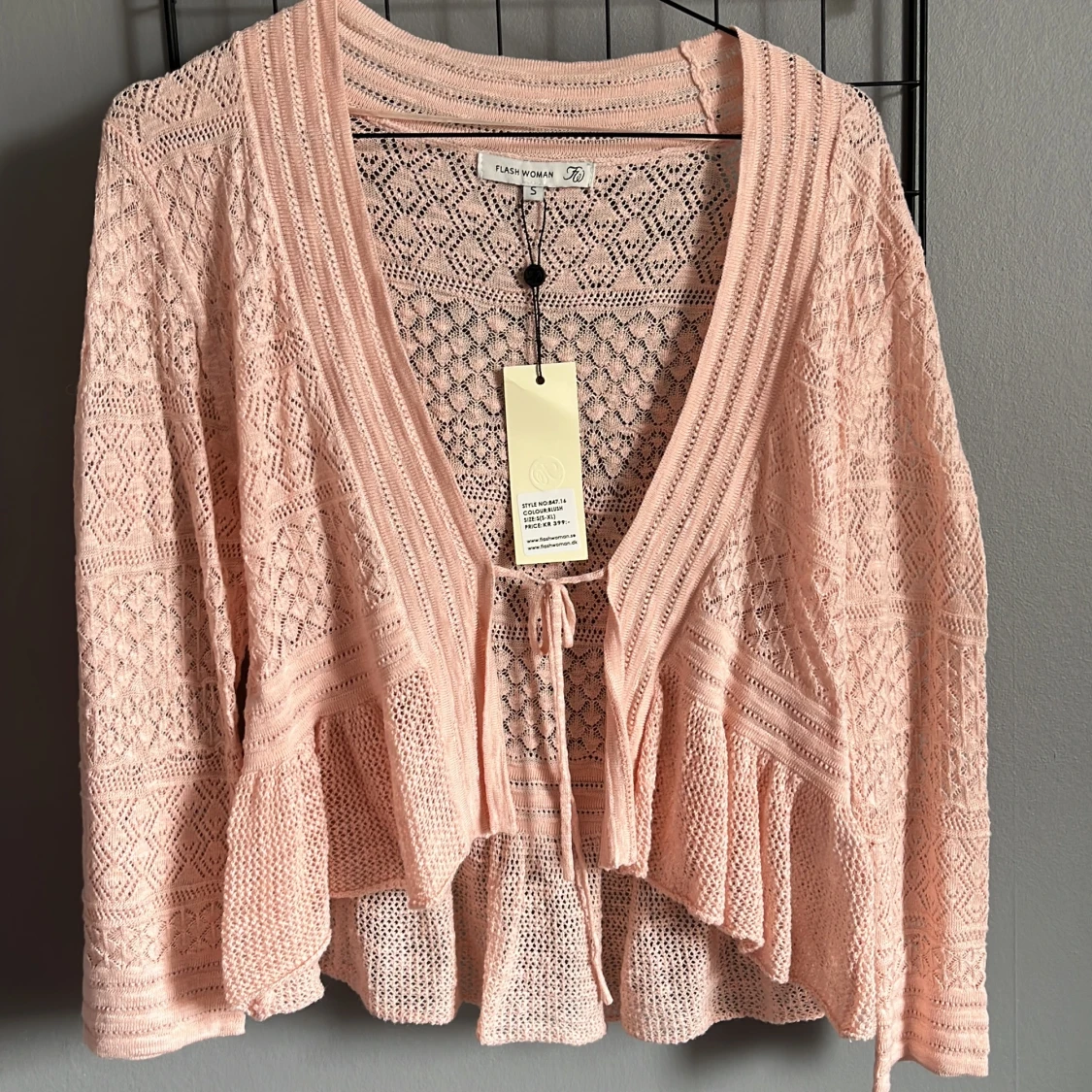 Rosa stickad kofta från Flash Woman