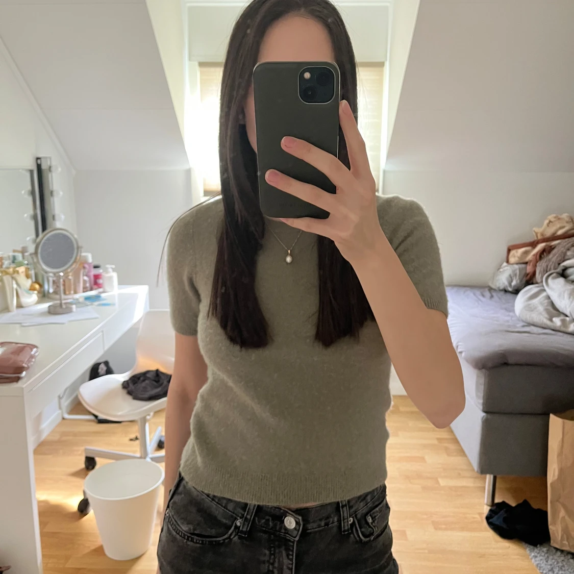 Part two grön stickad topp - 1