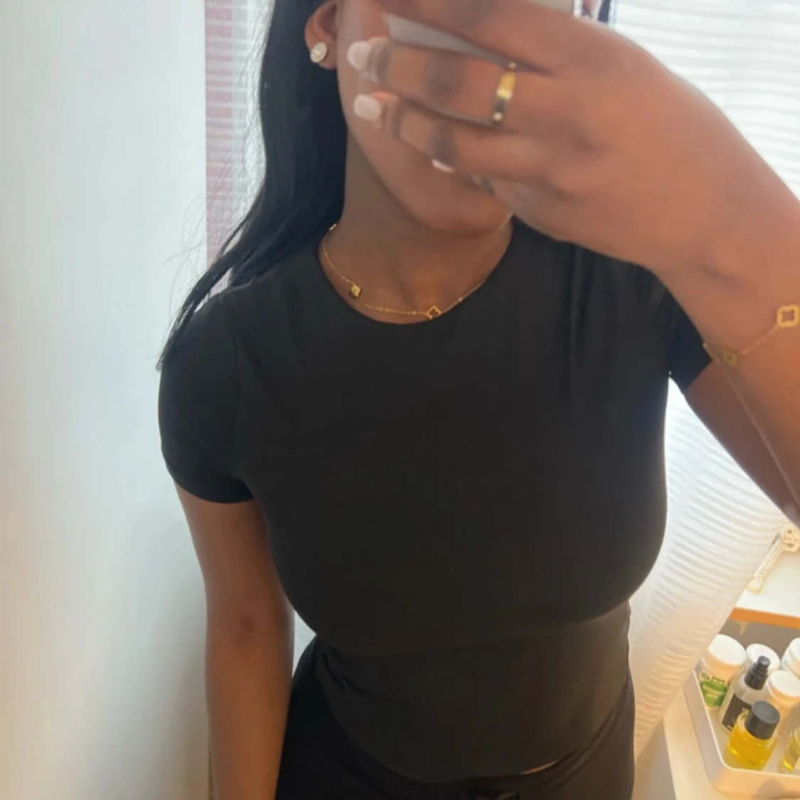 Svart kortärmad topp