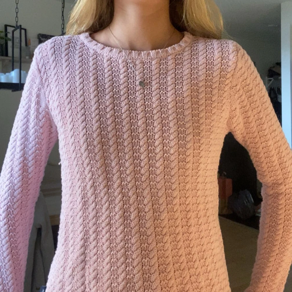 Ljusrosa långärmad stickad tröja Holebrook S - 1