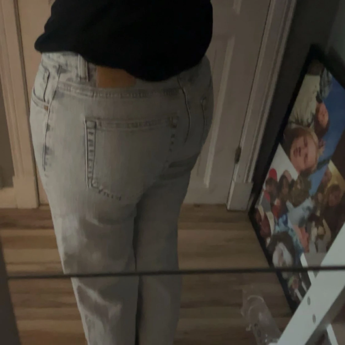 Gråa wide jeans midwaist - 1