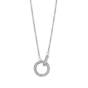 Äkta silver halsband med cirkelhänge - Elegant silver halsband med ett glittrande cirkelhänge. Hänget är dekorerat med små stenar som ger en lyxig känsla. Perfekt för att ge en extra touch till din outfit. Från albrekts och aldrig använts. 925 silver