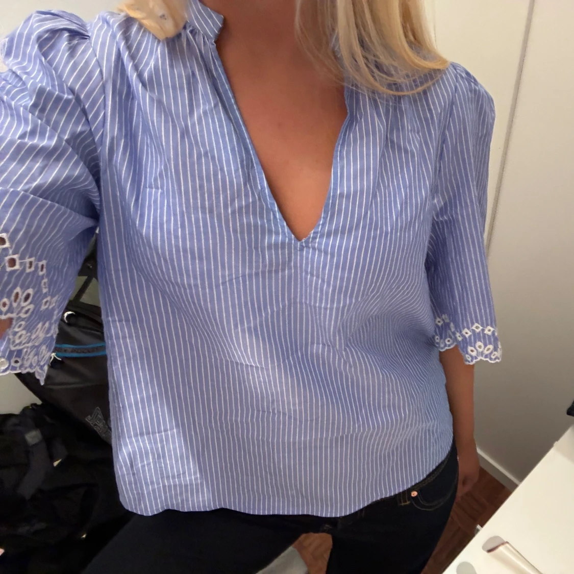 Blåvit randig blus  - 1