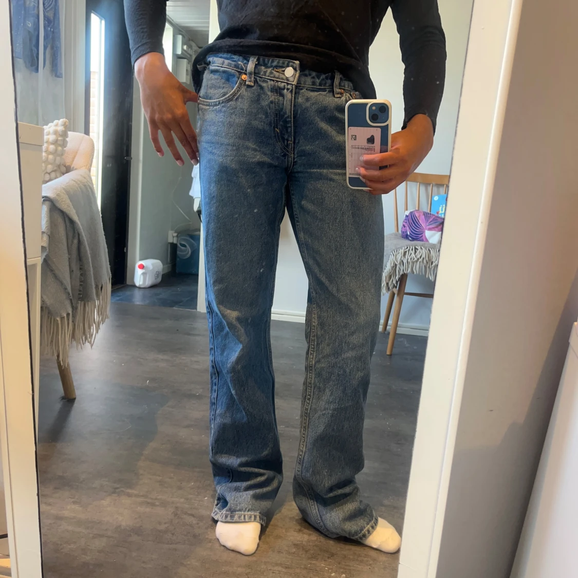 Weekday Arrow blå straight jeans 27/32 - 4