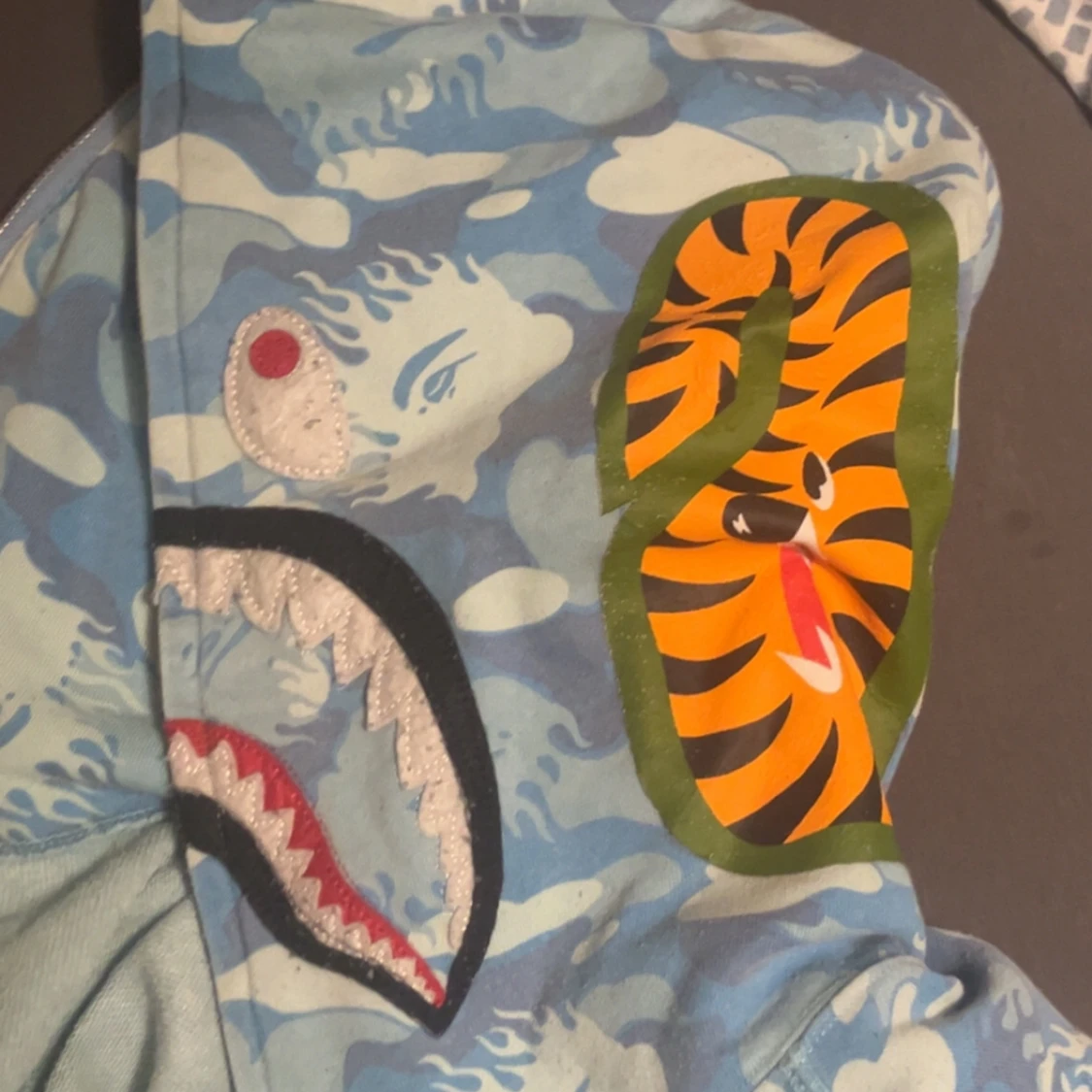 BAPE blå camo hoodie shark M - 2