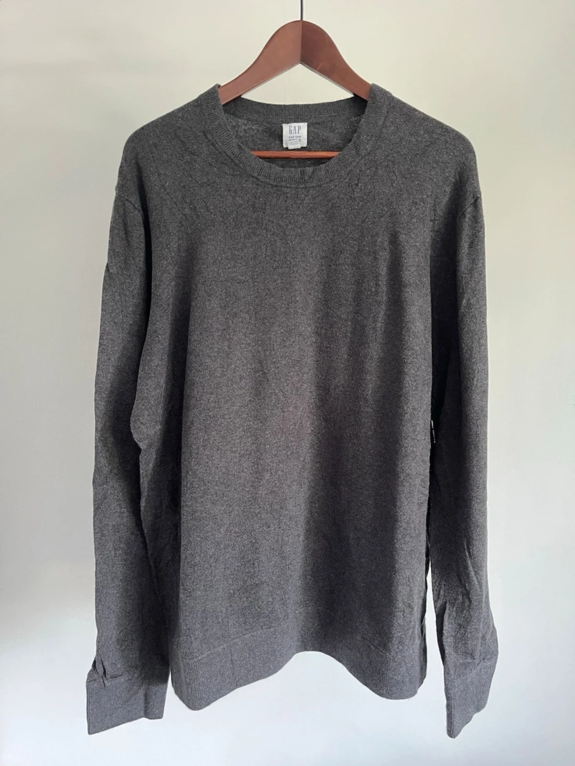 GAP Finstickad Bomullströja Mörkgrå Crew Neck XL