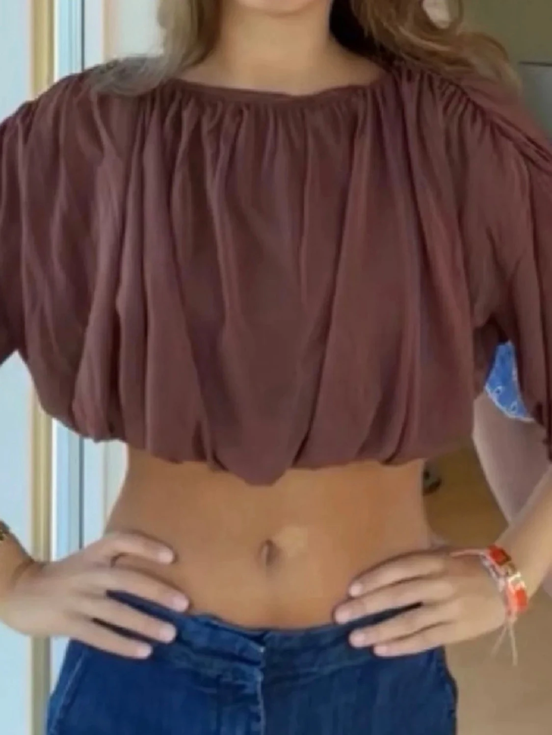 Brun croppad topp H&M