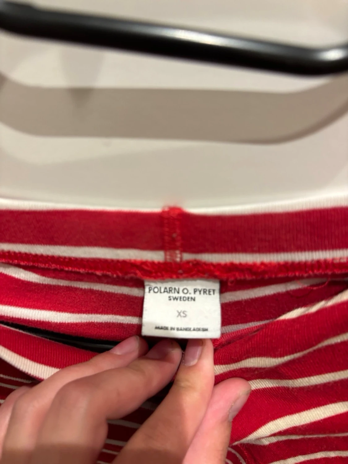 Rödvit randig pyjamas set Polarn O. Pyret XS - 1