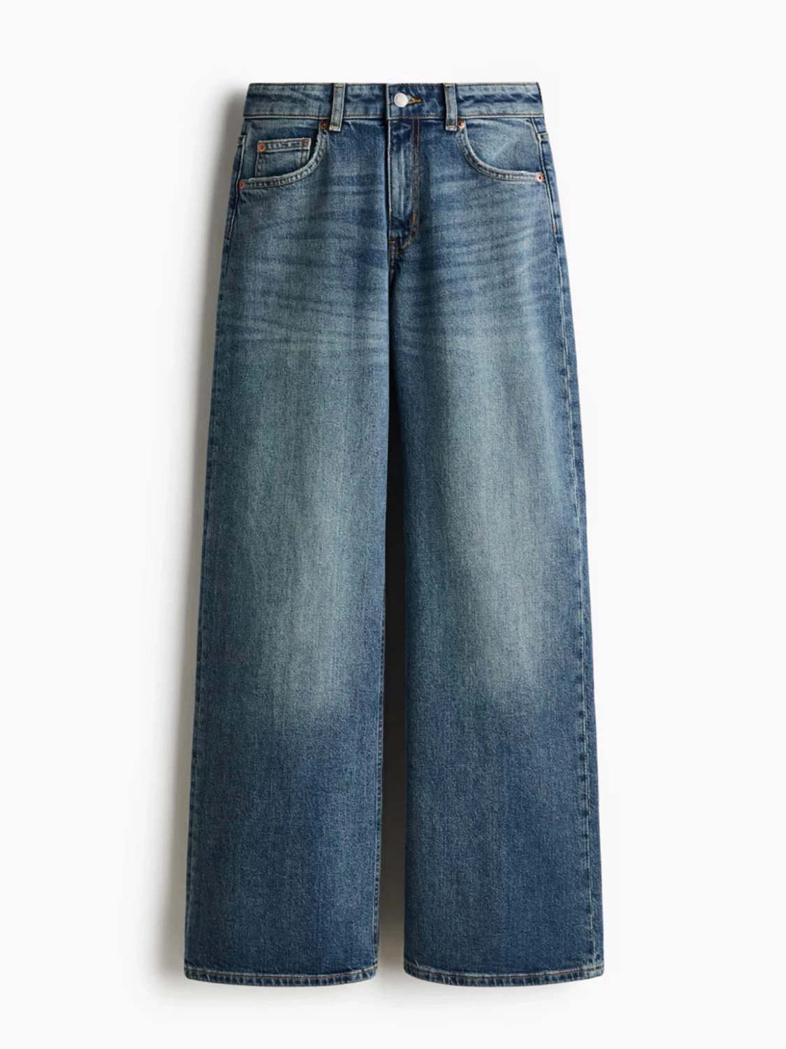 Blåa wide leg jeans med slitning