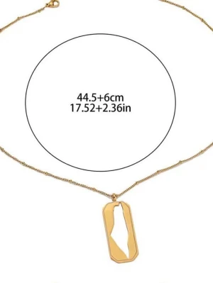 Palestina karta Guldigt halsband med abstrakt hänge - Snyggt halsband i guldton med ett unikt, abstrakt format hänge. Kedjan är tunn och elegant, och längden är justerbar mellan 44,5 och 50,5 cm. Perfekt för dig som gillar minimalistisk och modern stil.