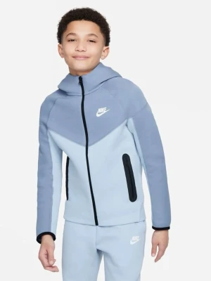 Nike blå hoodie med dragkedja - Snygg hoodie från Nike i två nyanser av blått med dragkedja framtill och svart detalj på fickorna. Hoodien har en huva och Nike-logga på bröstet. Perfekt för en sportig och avslappnad stil. Barn st XL