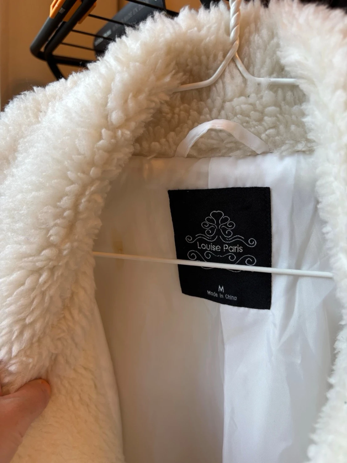 Krämvit teddyjacka med stora fickor - 3