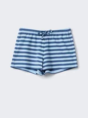 Blå- och vitrandiga shorts med snörning - Snygga shorts från gina