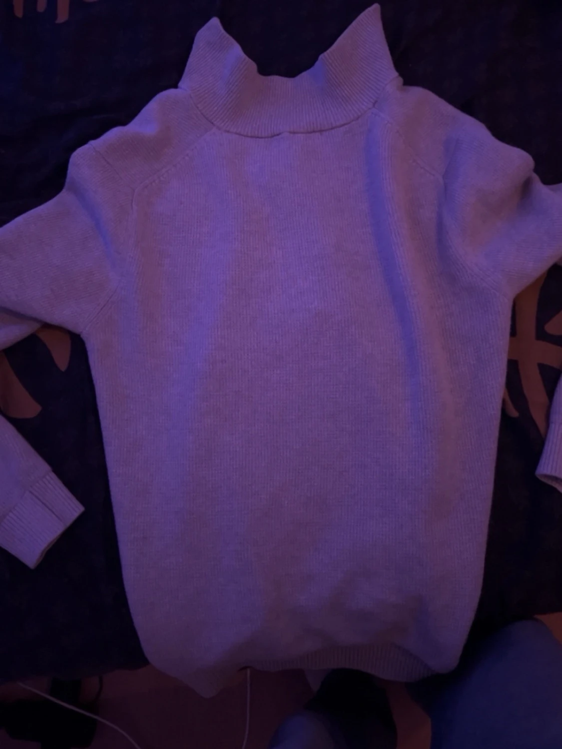 Ljusgrå stickad hoodie med dragkedja - 2