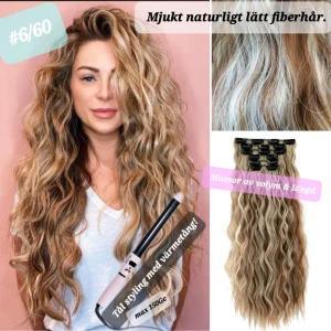 Nytt löshår - Nytt oanvänt löshår i ett mega-kitt om 6 bitar med sammanlagt hela 16st clips, från hairyouwhere. En regäl hårförlängning som ger både längd och volym! Nacke, sidor och bakhuvud: en helförlängning  50-55cm. INTE ÄKTA HÅR!!! MEN KAN PLATTAS O LOCKAS