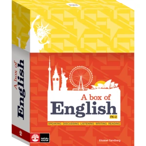 A box of English (bok) - A box of English är ett lättanvänt material med fokus på den kommunikativa förmågan enligt direktiven i Lgr 11s kommentarsmaterial till kursplanen i engelska 1-3. Materialet består av 60 kort med varierade, enkla och snabba övningar. Övningarna är fristående och kan användas i vilken ordning du vill. De flesta övningarna går att genomföra utan någon förberedelse.  Korten är indelade efter de receptiva förmågorna listening, reading och de produktiva förmågorna speaking, discussing och writing.  A box of English innehåller 60 kort: * Speaking, 10 kort* Discussing, 15 kort * Listening, 15 kort * Reading, 10 kort * Writing, 10 kort    Format Övrigt   Omfång 60 sidor   Språk Svenska   Förlag Natur &amp; Kultur Läromedel och Akademi   Utgivningsdatum 2017-11-16   ISBN 9789127450417  