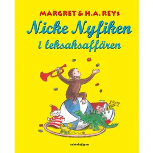 Nicke Nyfiken är en snäll liten apa som är rysligt nyfiken. Idag är Nicke är med på invigningen av en ny leksaksaffär. Oj, vad här finns mycket kul! Men ägaren är inte lika glad över Nicke som klättrar runt på hyllorna och hittar på bus. Han svingar sig i lampan och räcker barnen leksaker. Vilket oväsen! Men ägaren förstår till slut att barnen gillar just den här affären med extra mycket action - tack vare Nicke.Den tyska författaren och illustratören Hans Augusto Rey skapade tillsammans med Margret Rey figuren Nicke Nyfiken och hans bästa vän 