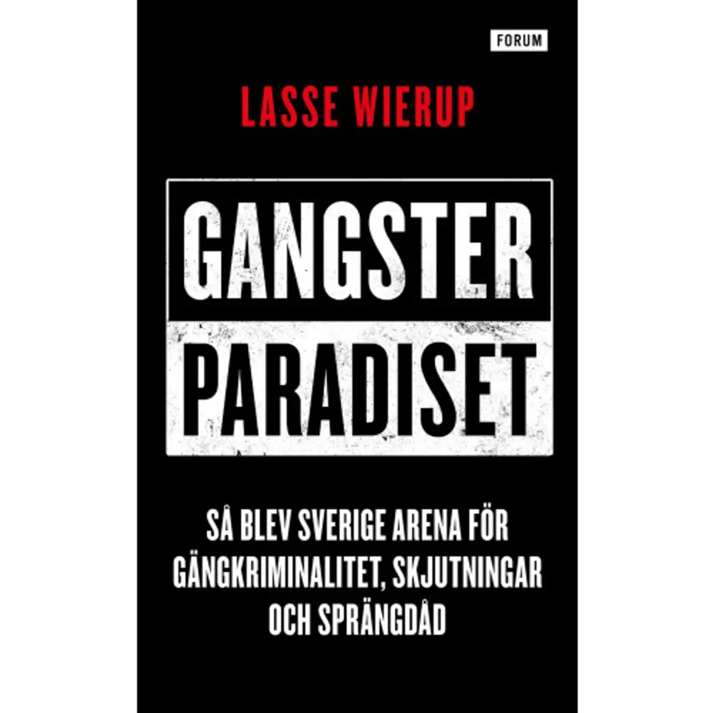 En avslöjande djupdykning i den nya gängkriminaliteten, skriven av Sveriges främsta kriminalreporter. Människors rädsla och otrygghet dominerar numera samhällsdebatten. Sverige har blivit ett europeiskt undantag där polisen tycks stå maktlös när unga män skjuter med automatvapen, tonårspojkar kastar handgranater och oskyldiga dödas. Hur har vi hamnat här? Genom att granska flera av de mest våldsamma grupperingarna blottlägger Lasse Wierup gärningsmännens drivkrafter och polisens brister. Vad krävs för att samhället ska återta makten och skapa trygghet för medborgarna? Wierup är författare till böcker som Svensk maffia och Helvetet inifrån. Gangsterparadiset är en bok för alla som vill förstå Sverige år 2020.    Format Pocket   Omfång 342 sidor   Språk Svenska   Förlag Bokförlaget Forum   Utgivningsdatum 2021-08-12   Medverkande Miroslav Sokcic   ISBN 9789137502403  . Böcker.