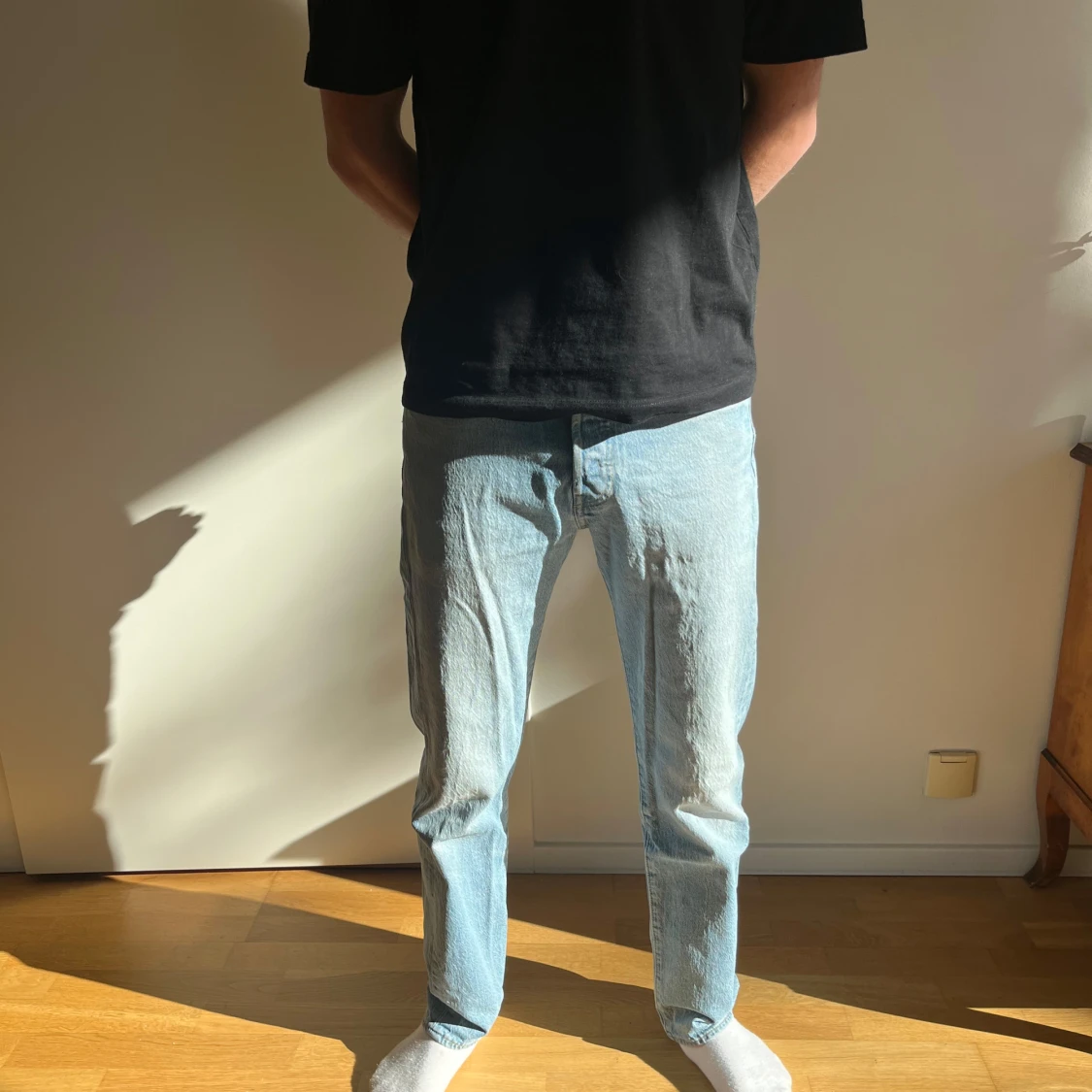 Ljusblå jeansbyxor - 91