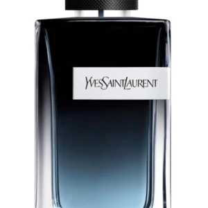 Yves Saint Laurent parfym - Snygg parfymflaska från Yves Saint Laurent med en stilren design i svart och blått glas. Flaskan har en elegant övergång från mörk till ljusare blå och ett svart lock. Perfekt för den som vill ha en lyxig och modern doft på hyllan.