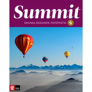 Summit grundläggande matematik är en läromedelsserie som omfattar hela grundskolans matematik. Serien har tydlig koppling till kursplanerna för grundskolan och vuxenutbildning på grundläggande nivå och är på flera olika sätt anpassad till ungdomar och vuxna med begränsad studievana och med andra modersmål än svenska. Summit 1 följer det centrala innehållet i Nationell delkurs 1 för Komvux på grundläggande nivå.Summit 2 följer det centrala innehållet i Nationell delkurs 2 för Komvux på grundläggande nivå.Summit 1 och 2 tillsammans motsvarar det centrala innehållet för grundskolans kursplan för årskurs 1-3. Summit 3 följer det centrala innehållet i Nationell delkurs 3 för Komvux på grundläggande nivåoch motsvarar det centrala innehållet för grundskolans kursplan för årskurs 4-6. Summit 4 följer det centrala innehållet i Nationell delkurs 4 för Komvux på grundläggande nivåoch motsvarar det centrala innehållet för grundskolans kursplan för årskurs 7-9. Framstegskartan När eleverna öppnar Summit finns en karta över den färdväg som ligger framför dem. Här planerar och utvärderar devarje etapp individuellt och kan tydligt se sina egna framsteg. Base Camp och Check Point hjälper dem att stämma av sina kunskaper och förmågor längs vägen till toppen. Lättläst som stärker förståelse Summit är skriven på lättläst svenska som stärker elevernas förståelse för matematiken. Ord och begrepp är granskade med tanke på elever med andra modersmål än svenska. Tilltal och bildspråk är anpassat för ungdomar och vuxna. Behåll fokus med tydlig struktur Med en tydlig struktur och lugn layout hjälper Summit eleverna att behålla fokus. De skriver direkt i boken och ser sina lösningar ihop med uppgiften, och behöver varken hålla reda på lösa blad eller växla mellan bok och skrivhäfte. Konkret - visuellt - abstrakt Innehållet i Summit tar ofta avstamp i elevens vardag för att göra matematiken så meningsfull som möjligt. För att skapa förståelse används ett konkret och tydligt bildspråk som kopplar till det mera bstrakta. Samtidigt stärks eleverna i sin språkutveckling. Digital kompetens och programmering I Summit finns inslag av både programmering och användning av digitala verktyg, till exempel GeoGebra.    Format Häftad   Omfång 248 sidor   Språk Svenska   Förlag Natur & Kultur Läromedel   Utgivningsdatum 2021-04-19   Medverkande Grete Angvik Hermanrud   ISBN 9789127451551  