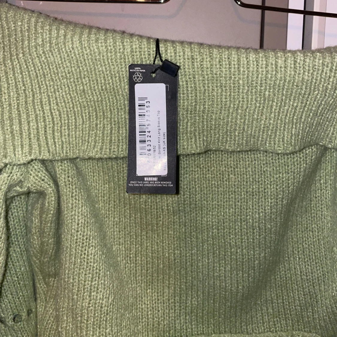 Grön offshoulder stickad topp - 2