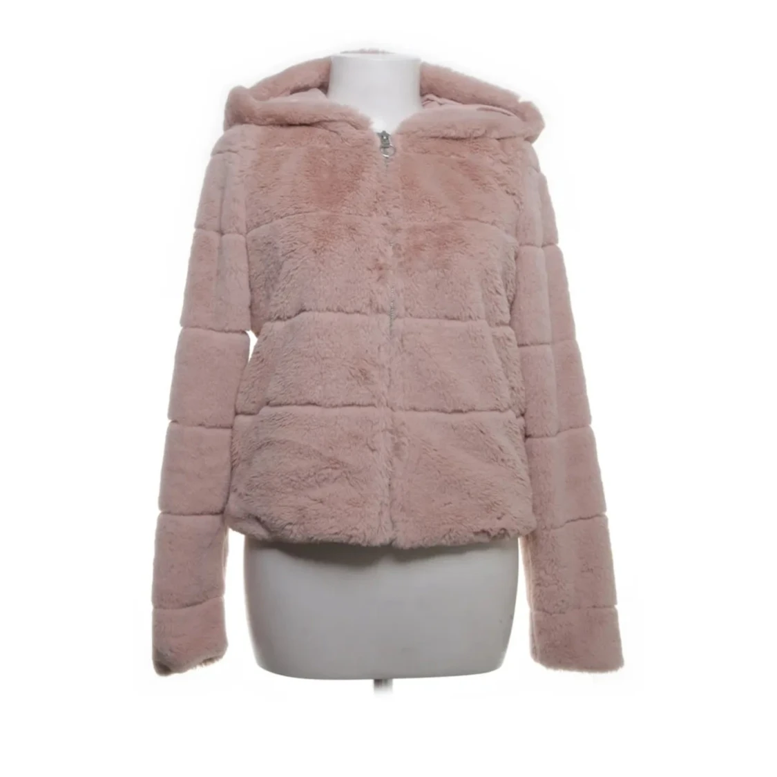 Rosa teddyjacka med huva