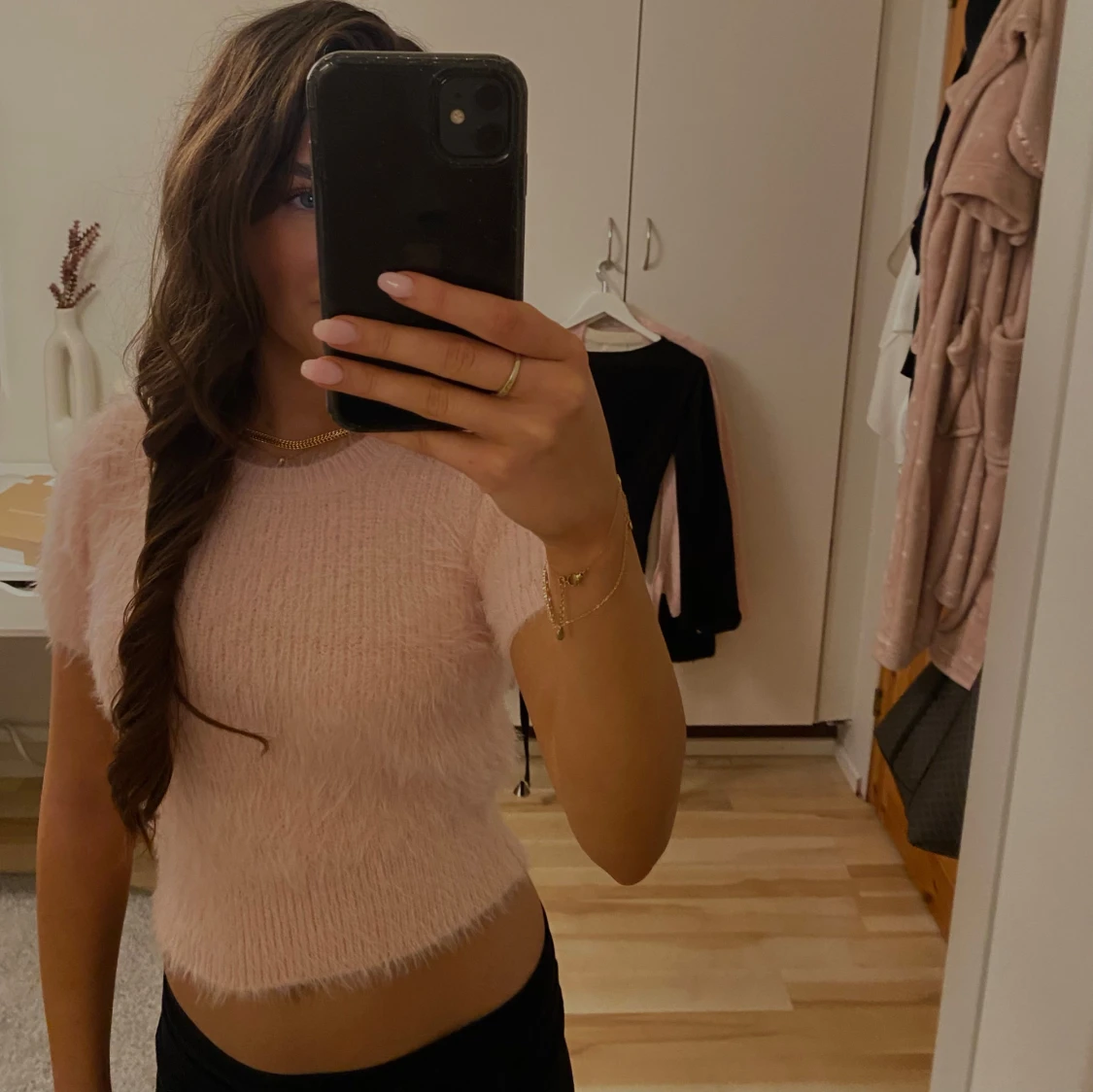 Rosa fluffig kortärmad topp - 1