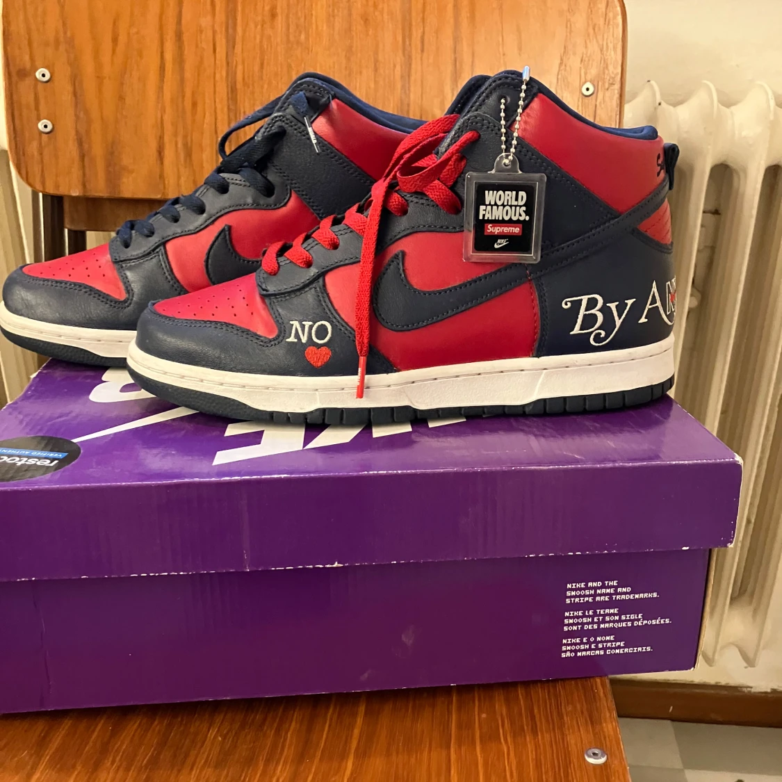 Nike x Supreme sneakers i rött och blått - 4