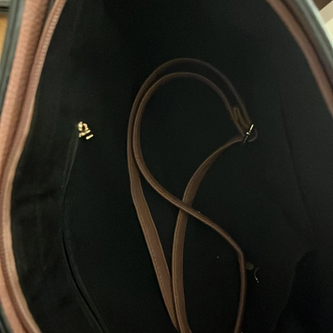 Rosa/brun  axelväska med dragkedja - 91