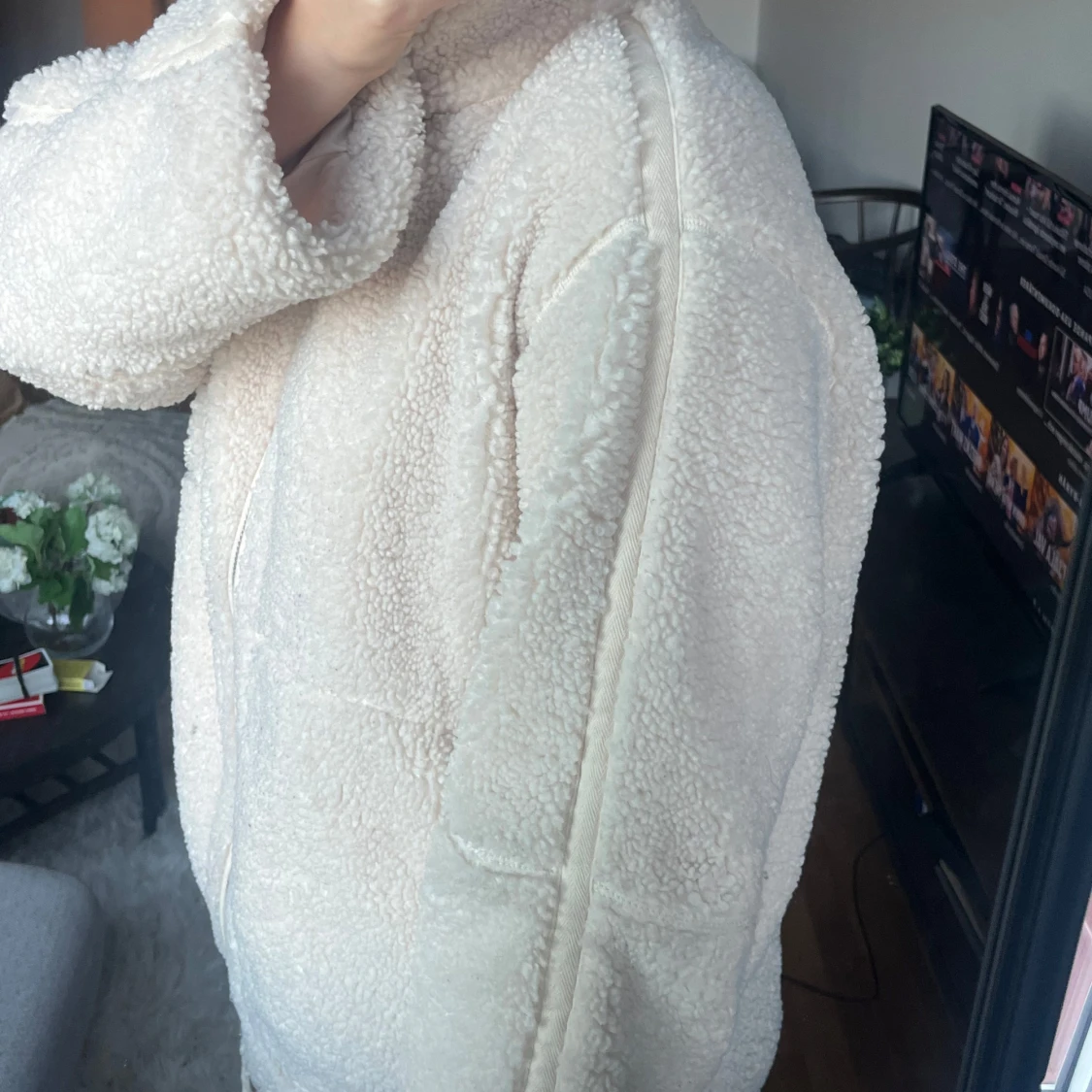 Beige/vit teddyjacka från HM !! - 90