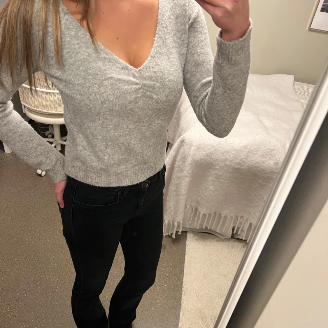 Grå stickad tröja - 91