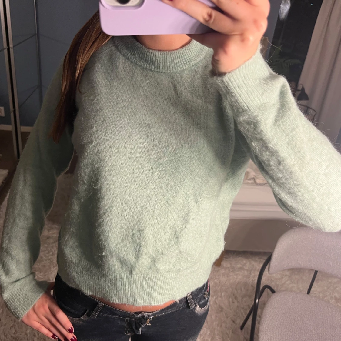 Ljusgrön stickad tröja