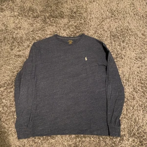 Blå långärmad tröja från Polo Ralph Lauren - STORLEK M. Säljer en stilren blå långärmad tröja från Polo Ralph Lauren. Tröjan har en klassisk design med en liten broderad logotyp på bröstet. Perfekt för en avslappnad och snygg look.