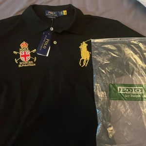 Svart pikétröja från Ralph Lauren - Svart pikétröja från Ralph Lauren helt nyfiken i julklapp. Var lite för stor riktigt stilig nu till sommaren. Påse och lappar är kvar på tröjan först till kvarn👍🏻