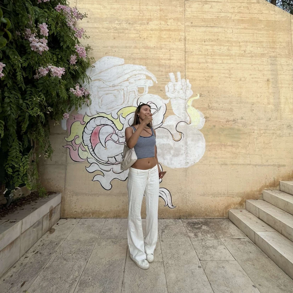 Blå vit randigt linne