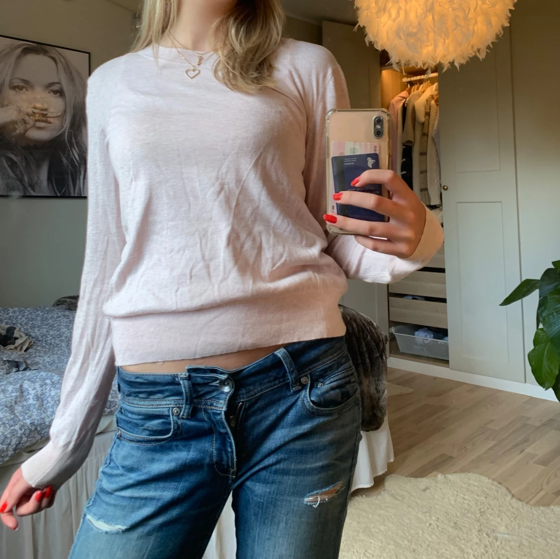 Ljusrosa långärmad tröja - 91