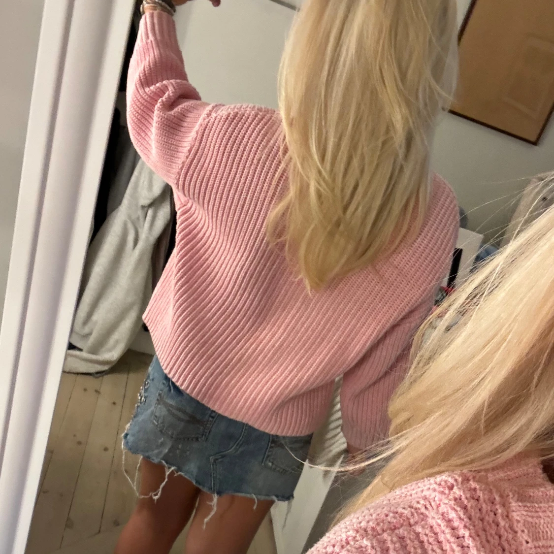 Rosa stickad tröja - 91