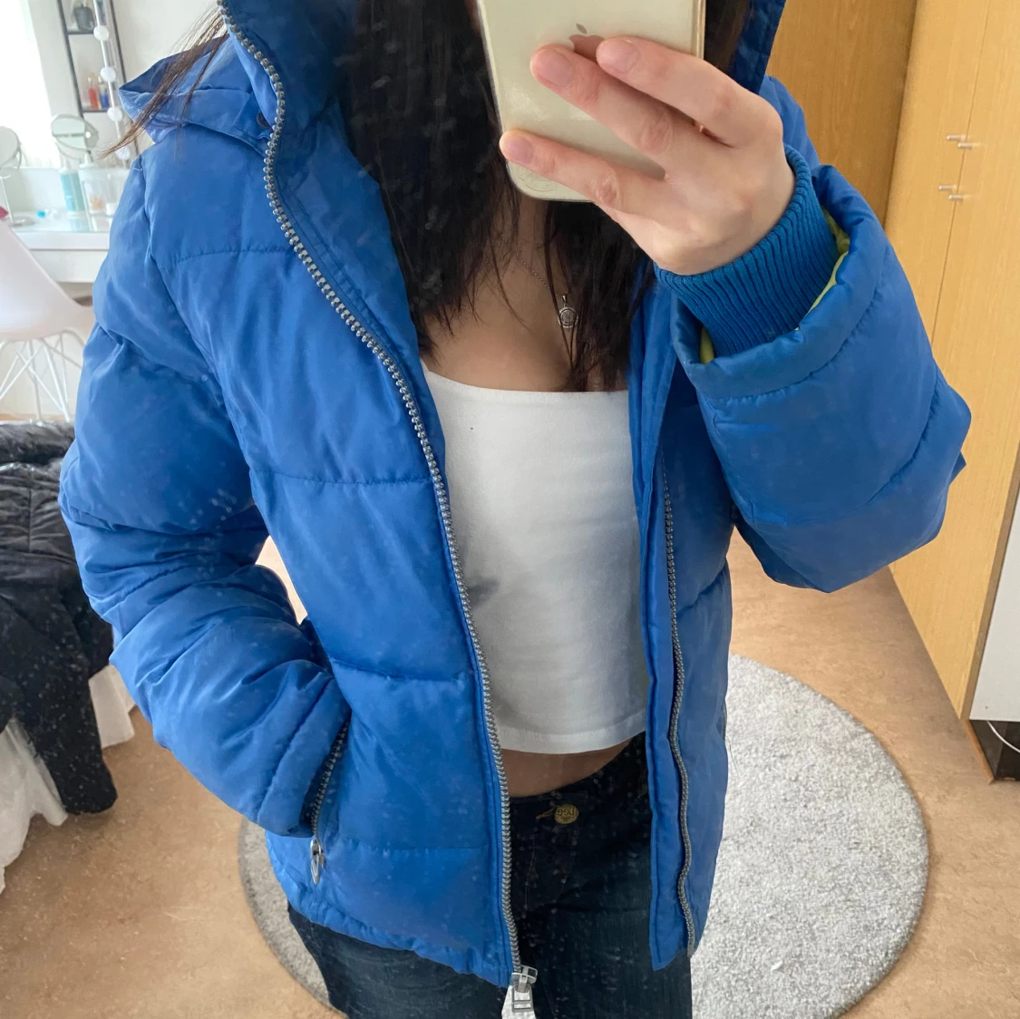 Blå puffer jacket - 90