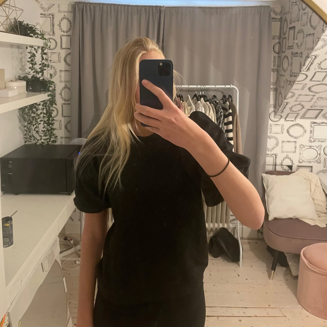 Glitter topp med puff ärmar - 90